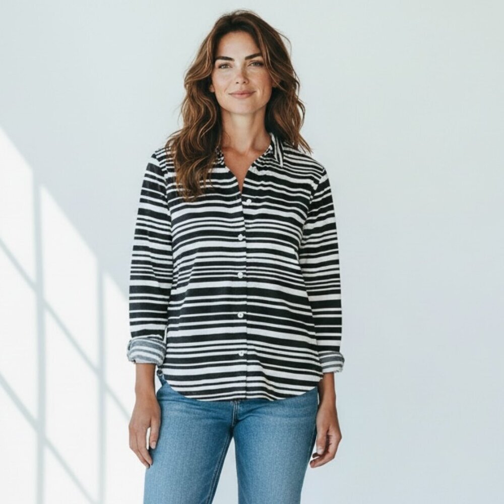 Simply Styled Striped Roll Tab Button Down Shirt X L #209F